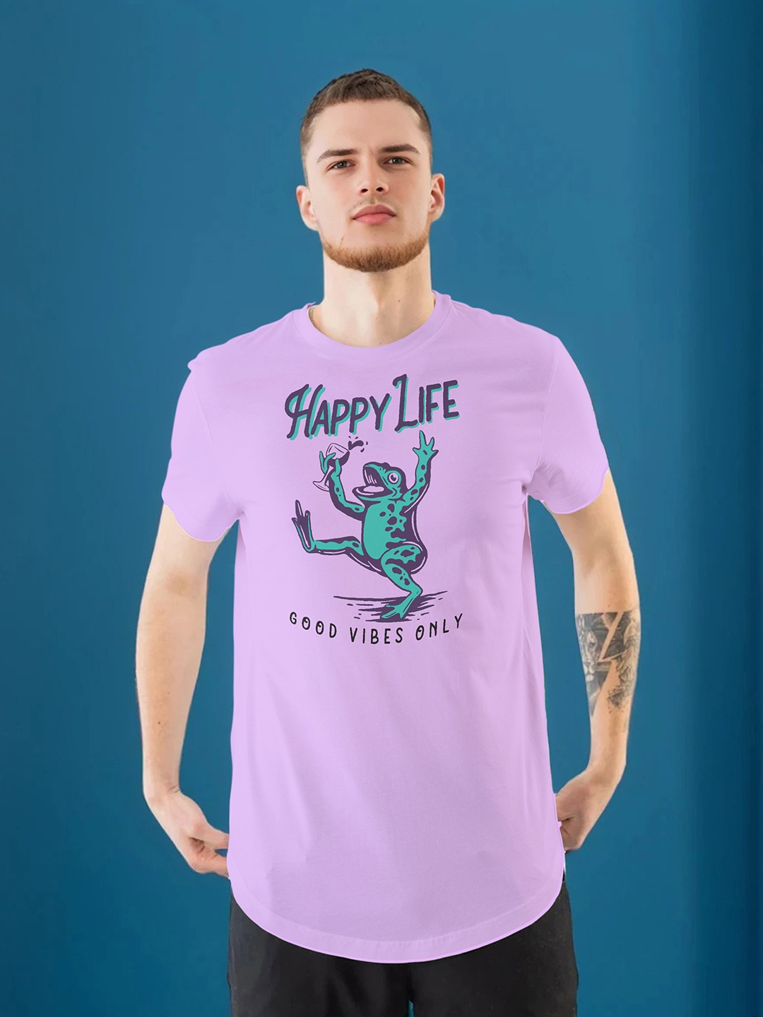 

Moda Rapido Men Graphic Printed Round Neck Regular Fit T-shirt, Lavender