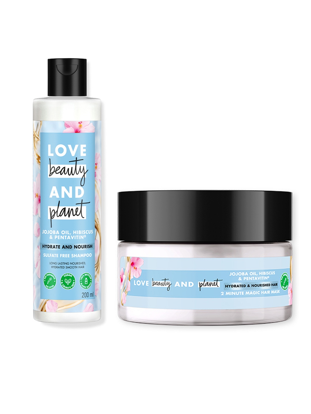

Love Beauty & Planet Set of Hydrate Nourish Shampoo & Hair Mask - 200 ml each, Blue