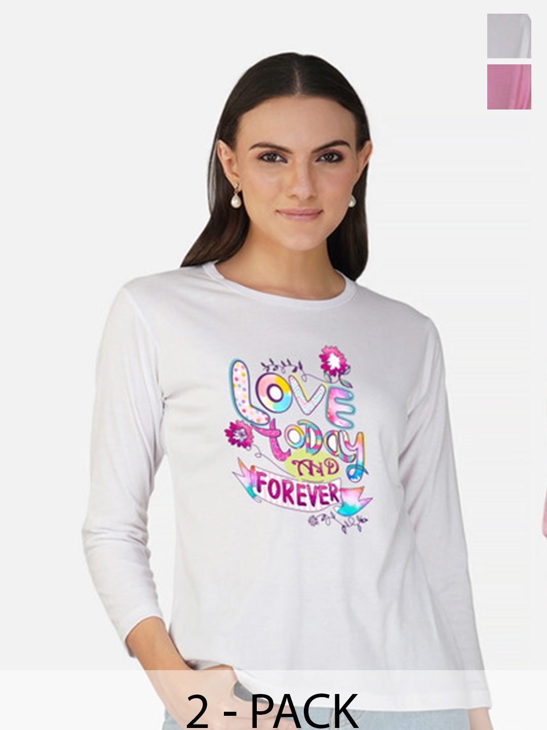

Metronaut Women 2 Printed Bio Finish Applique T-shirt, White