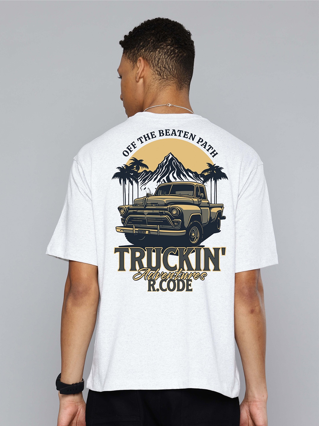 

R.Code by The Roadster Life Co. Men Printed T-shirt, White