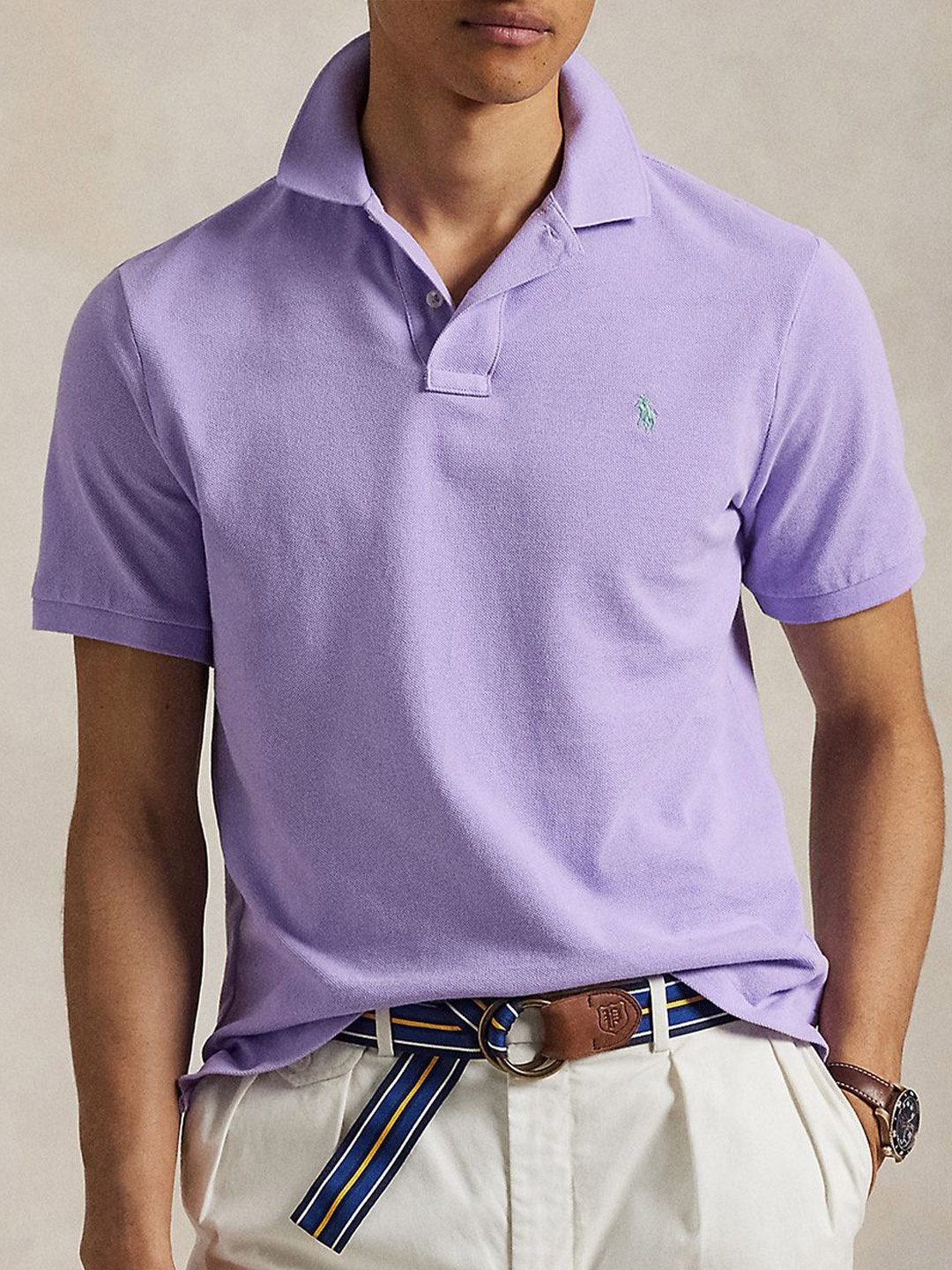 

Polo Ralph Lauren Cotton Mesh Custom Slim-Fit Polo T-Shirt, Purple