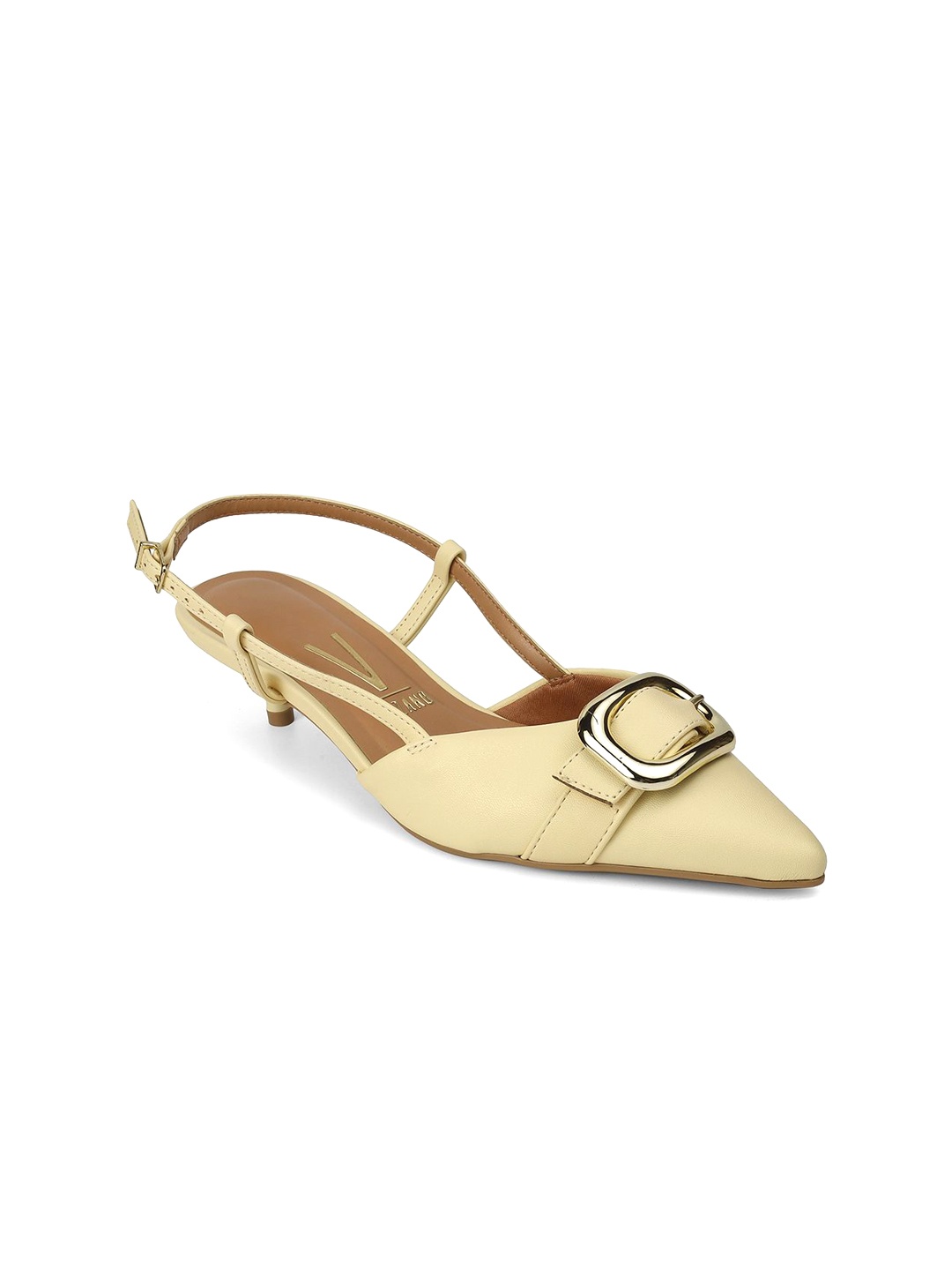 

Vizzano PU Kitten Sandals with Buckles, Yellow