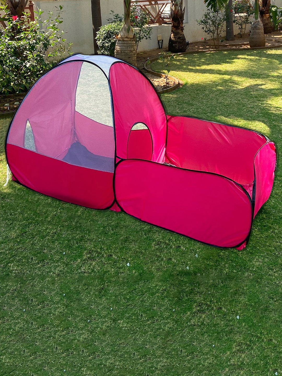 

Silver Shine Kids 2 In 1 Combo Foldable Tent House, Pink