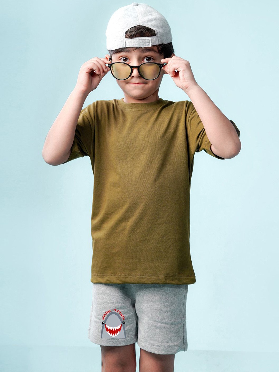 

NUSYL Boys Printed Cotton Mid-Rise Shorts, Grey