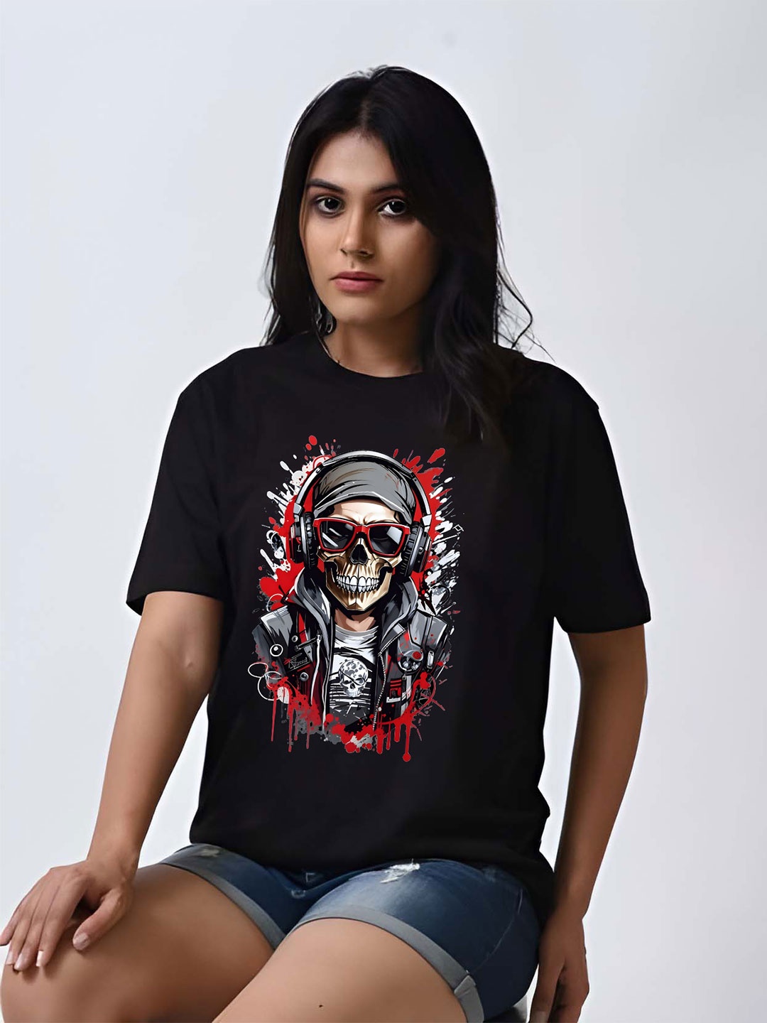 

KAIDO Women Pure Cotton T-shirt, Black