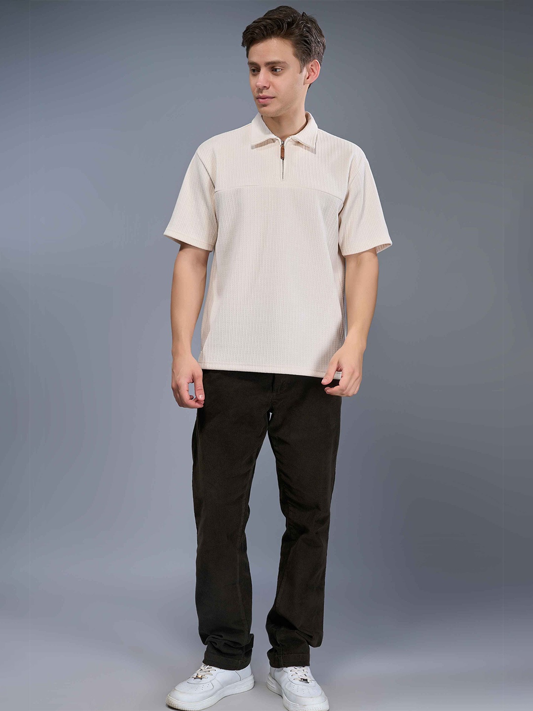 

MAXZONE Men Polo Collar T-shirt, White