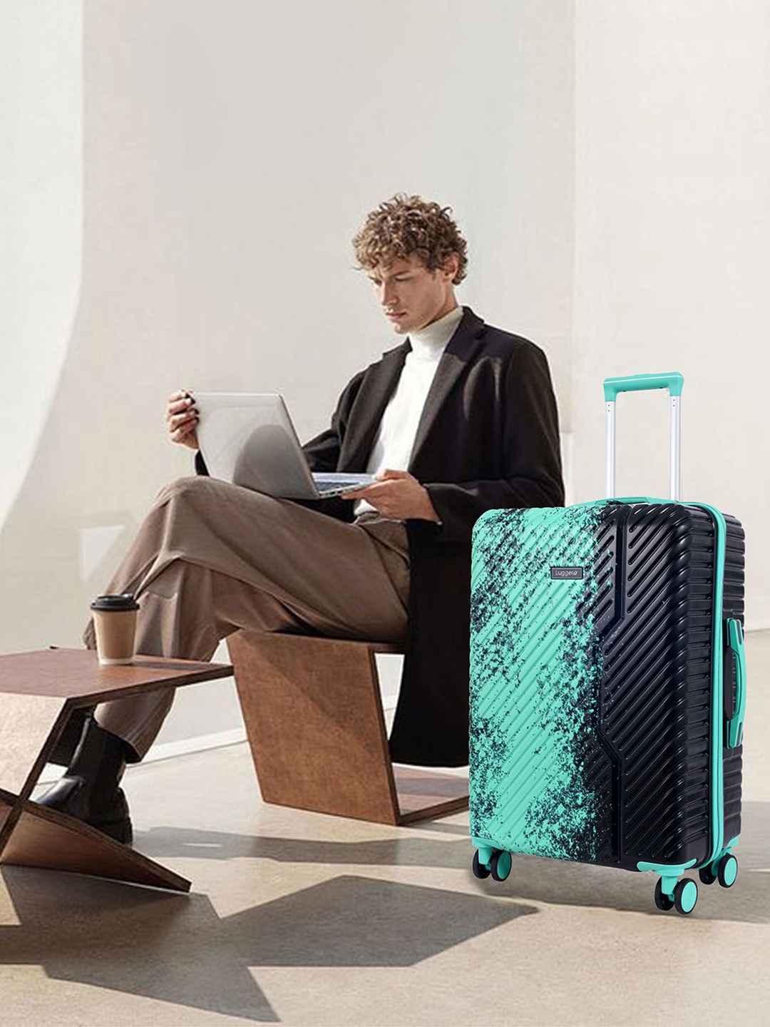

Luggero Set Of 2 Printed Hard-Sided Trolley Bag, Green