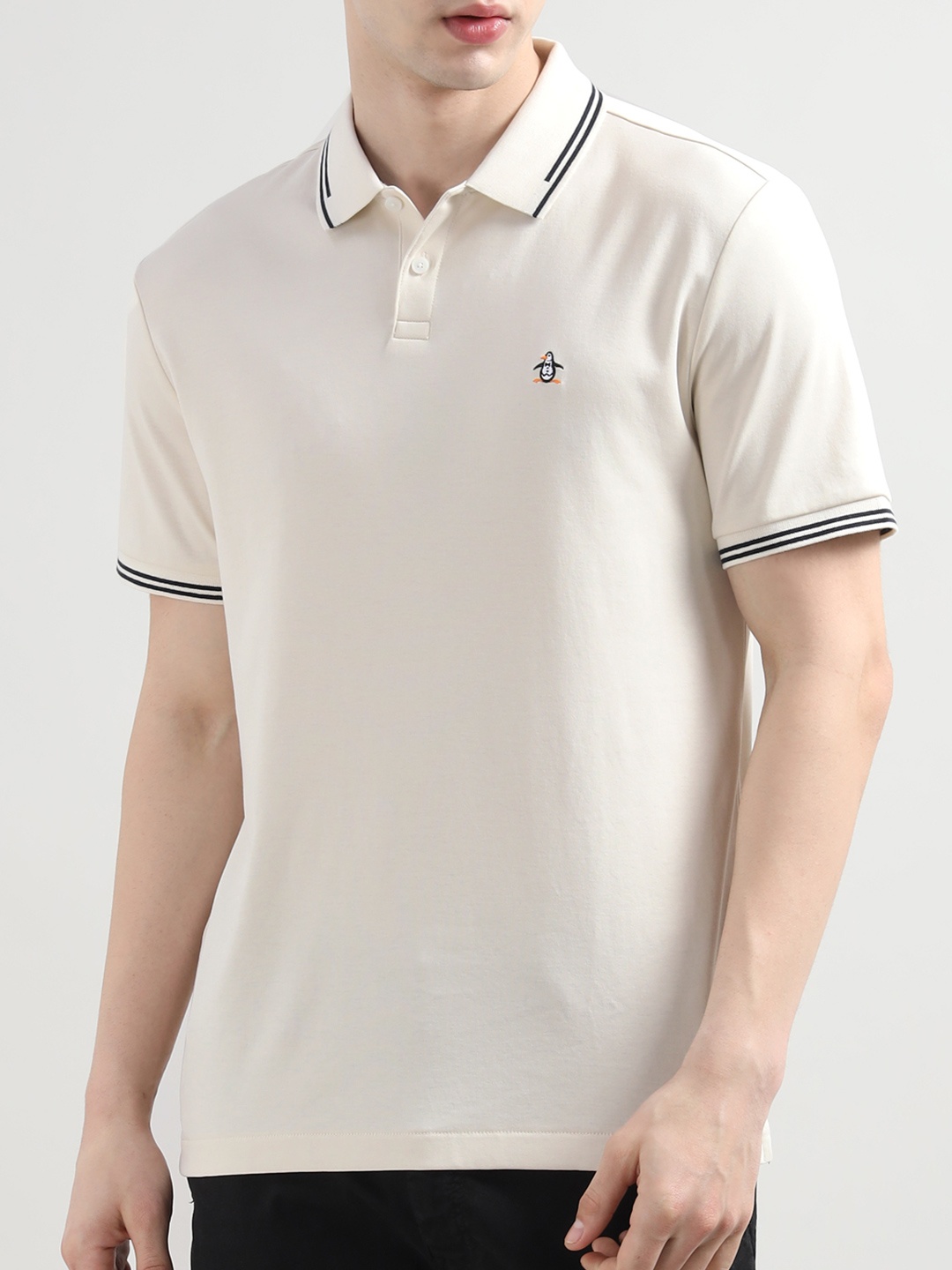 

Original Penguin Men Solid Polo Collar Cotton T-shirt, Off white