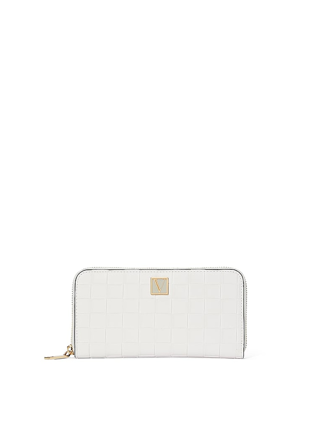 

Victoria's Secret Women Geometric Textured Zip Around Wallet, White
