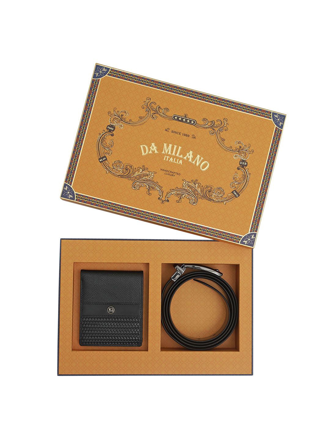 

Da Milano Men Wallet and Belt Accessory Gift Set Comes with a box, Black