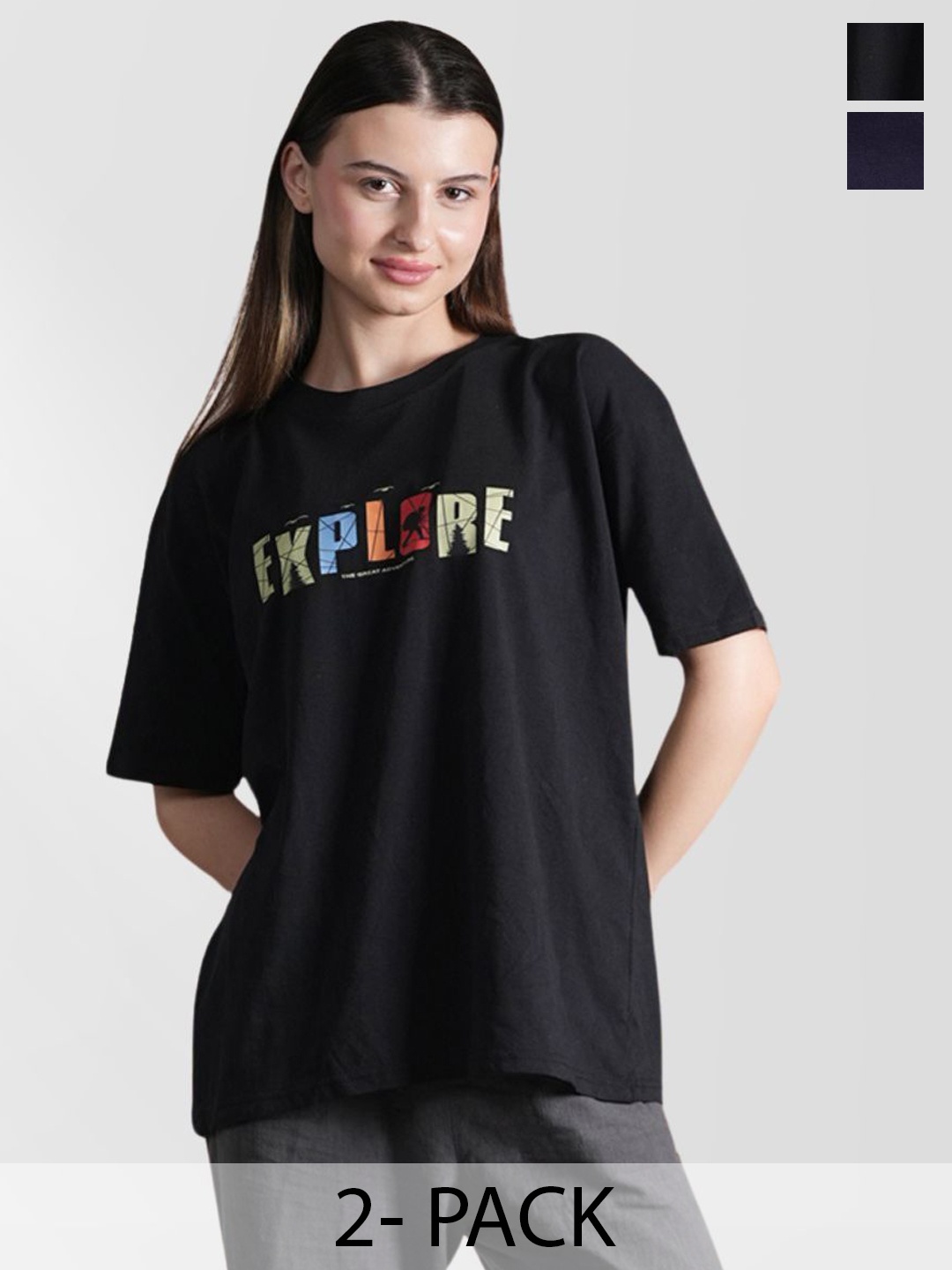 

BAESD Women Typography 2 Printed Applique T-shirt, Multi