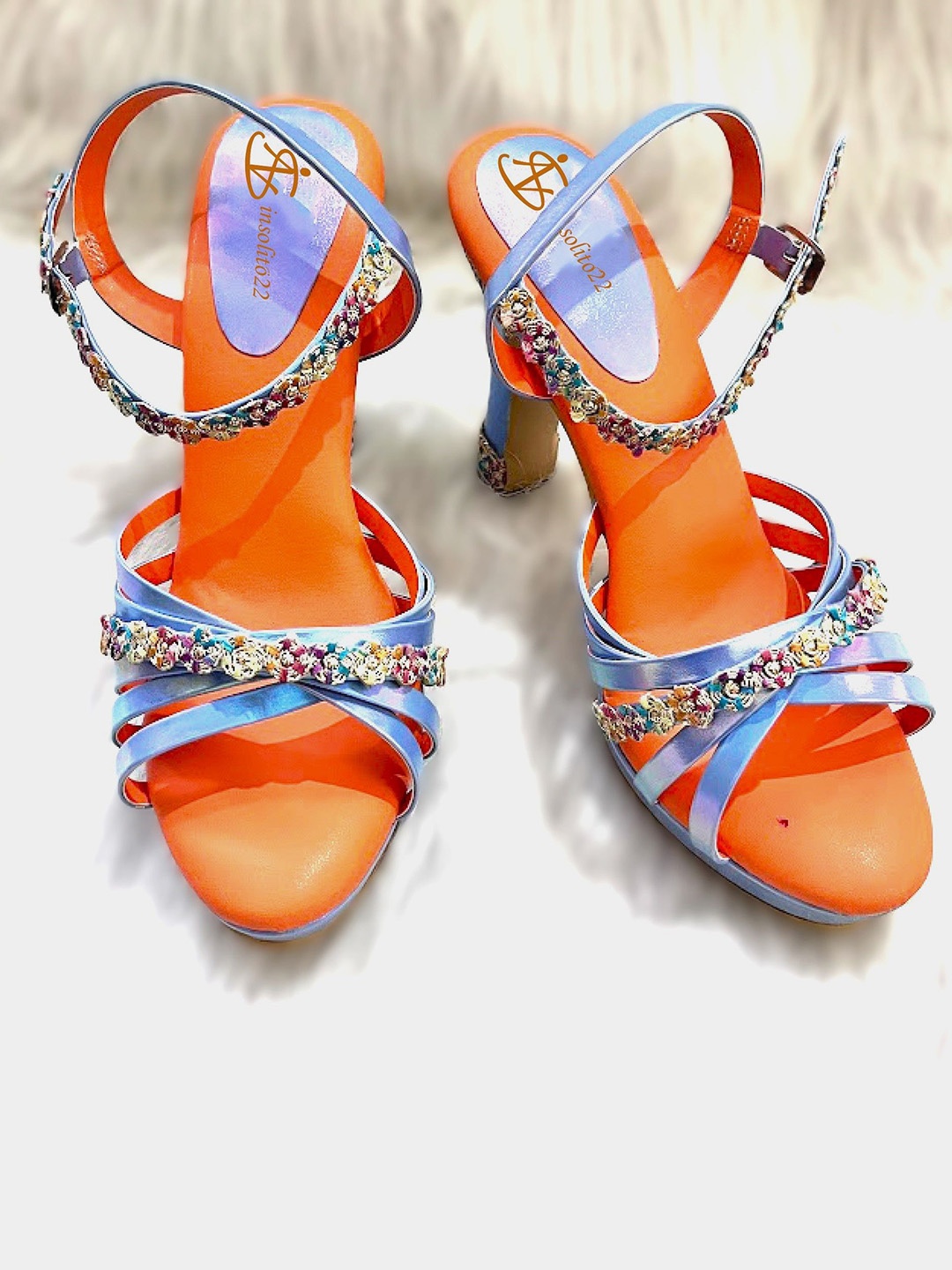 

Insolito22 Embellished Block Pumps with Bows, Blue