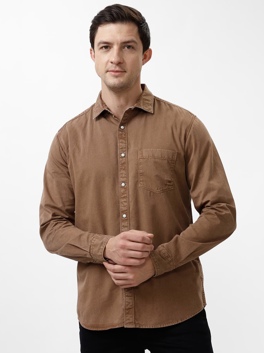 

Basics Men Slim Fit Casual Shirt, Brown