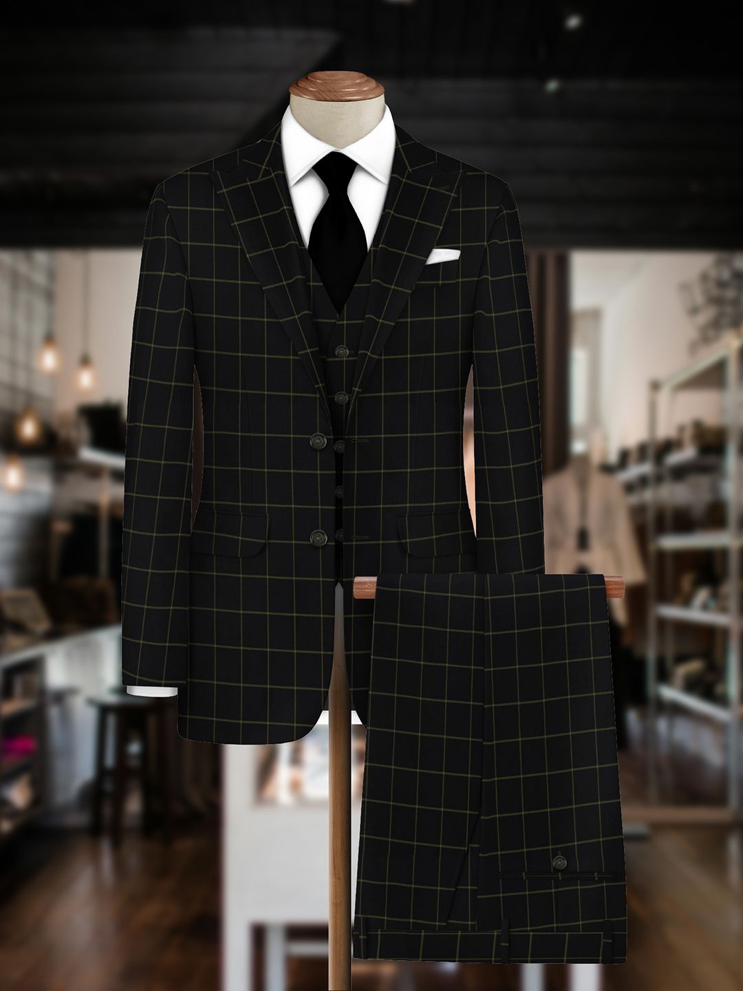 

Bigreams Men Unstitched Checked Suit Clothing Fabric, Green