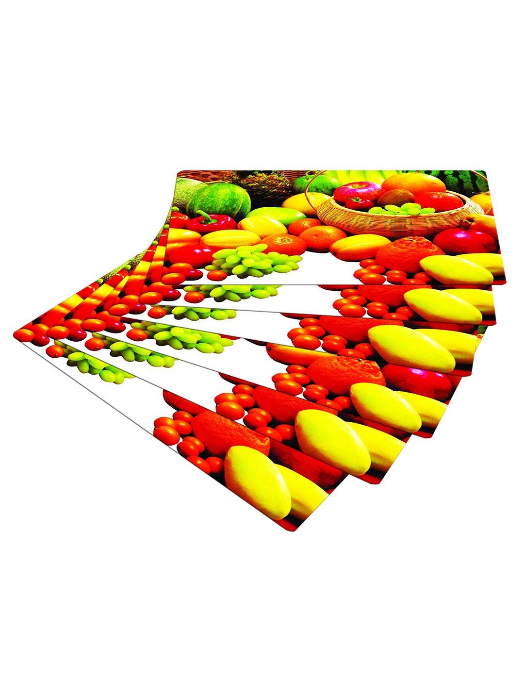 

Kuber Industries 6 Yellow & White Fruit Printed Rectangle 100% Food Grade Table Placemats
