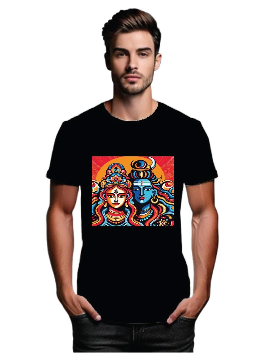 

Tantra Men Printed Applique T-shirt, Black