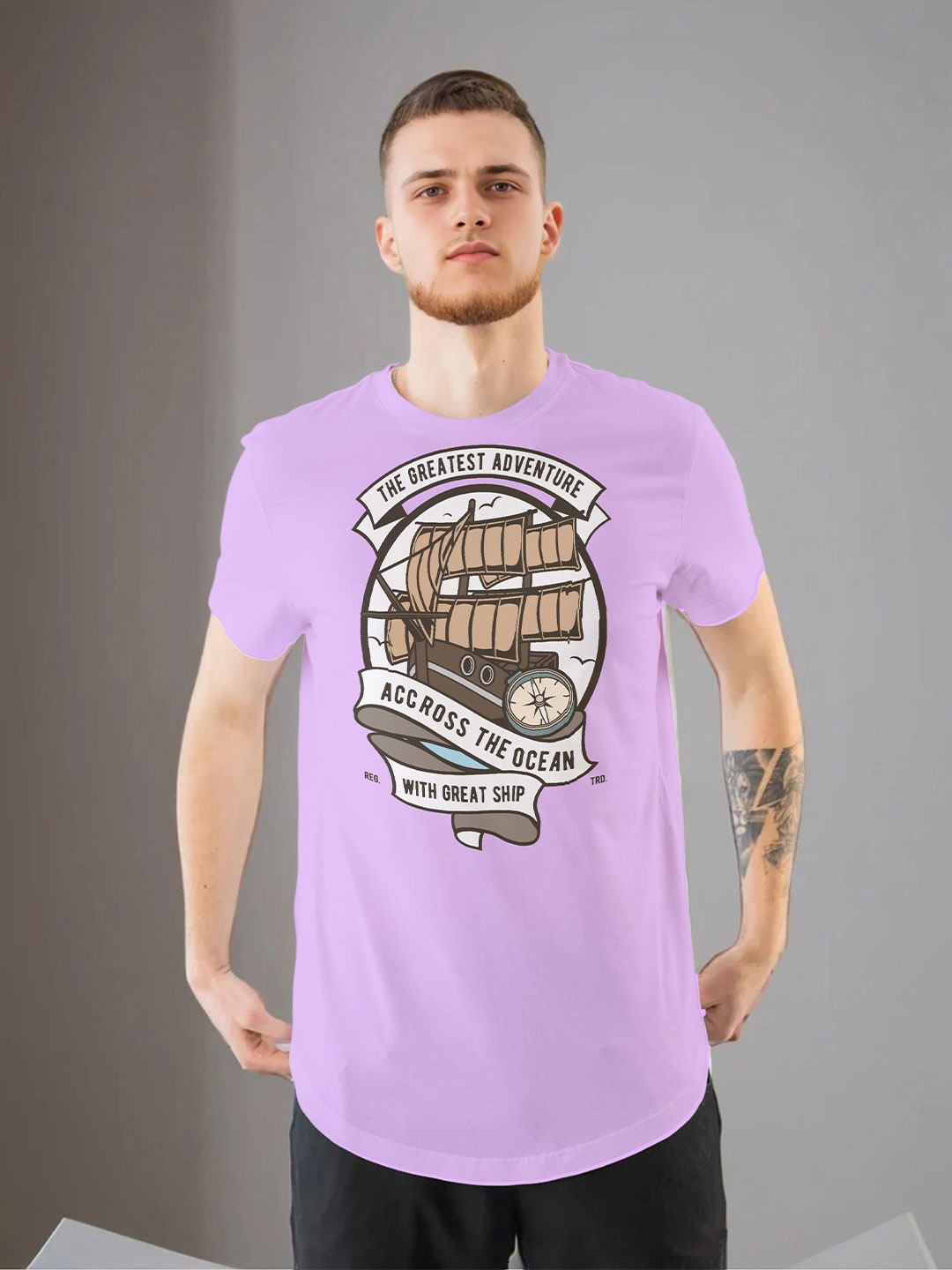 

Moda Rapido Men Printed T-shirt, Lavender