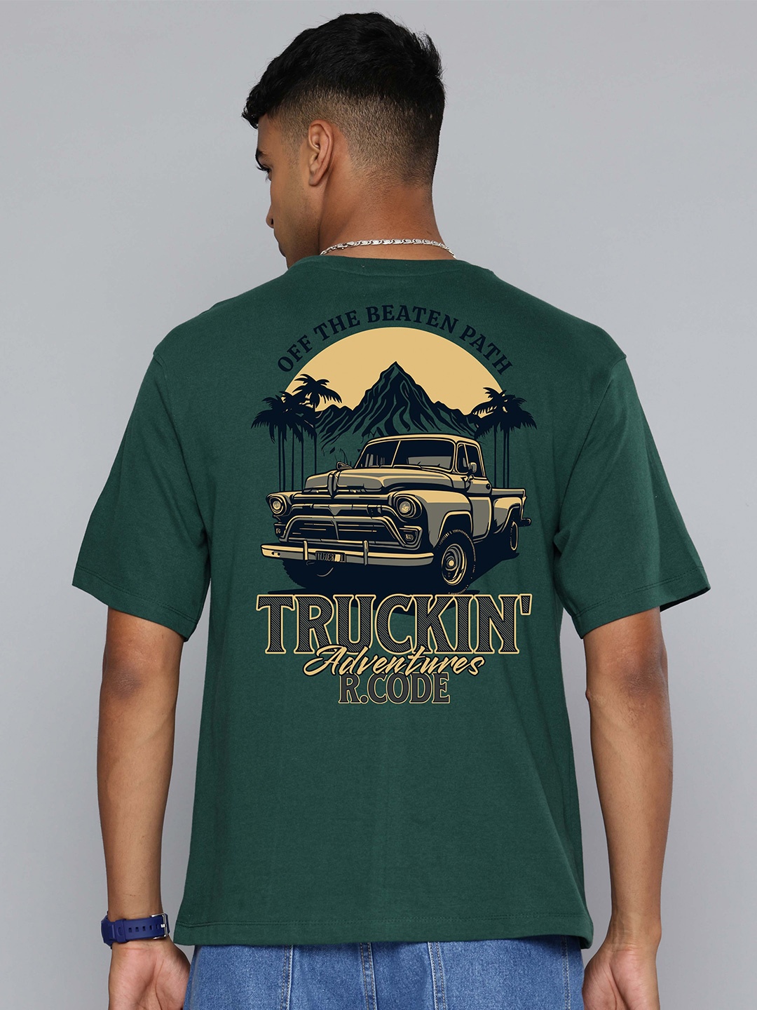 

R.Code by The Roadster Life Co. Men Printed T-shirt, Green