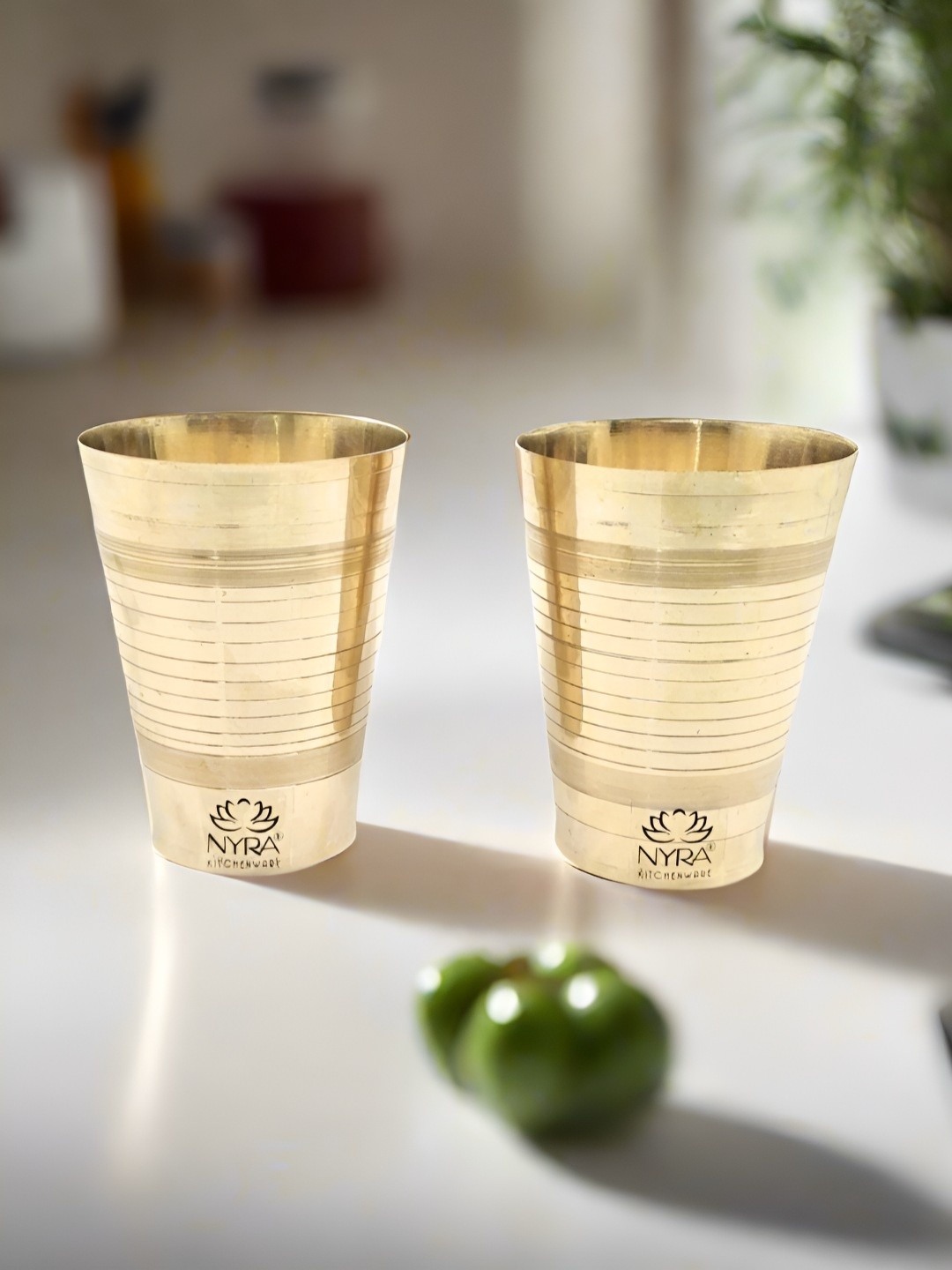 

Nyra Kitchenware Gold-Toned 2 Pieces Pure Brass Water Glasses-400ml Each