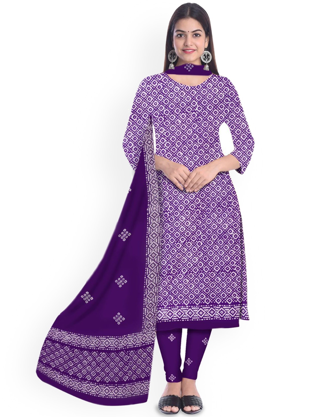 

Farooq Dyeing Printed Pure Cotton Unstitched Dress Material, Purple