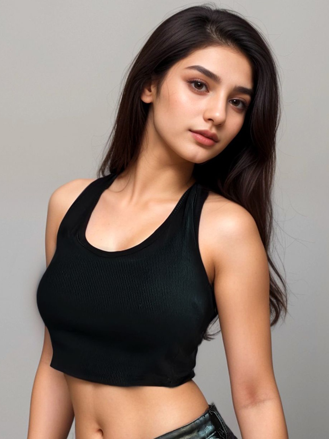 

Classy Hangers Halter Neck Open back Crop Top, Black