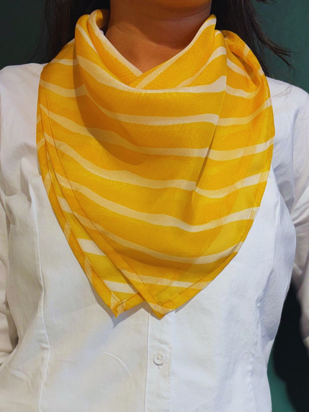 

PURVAJA Women Striped Scarf, Yellow