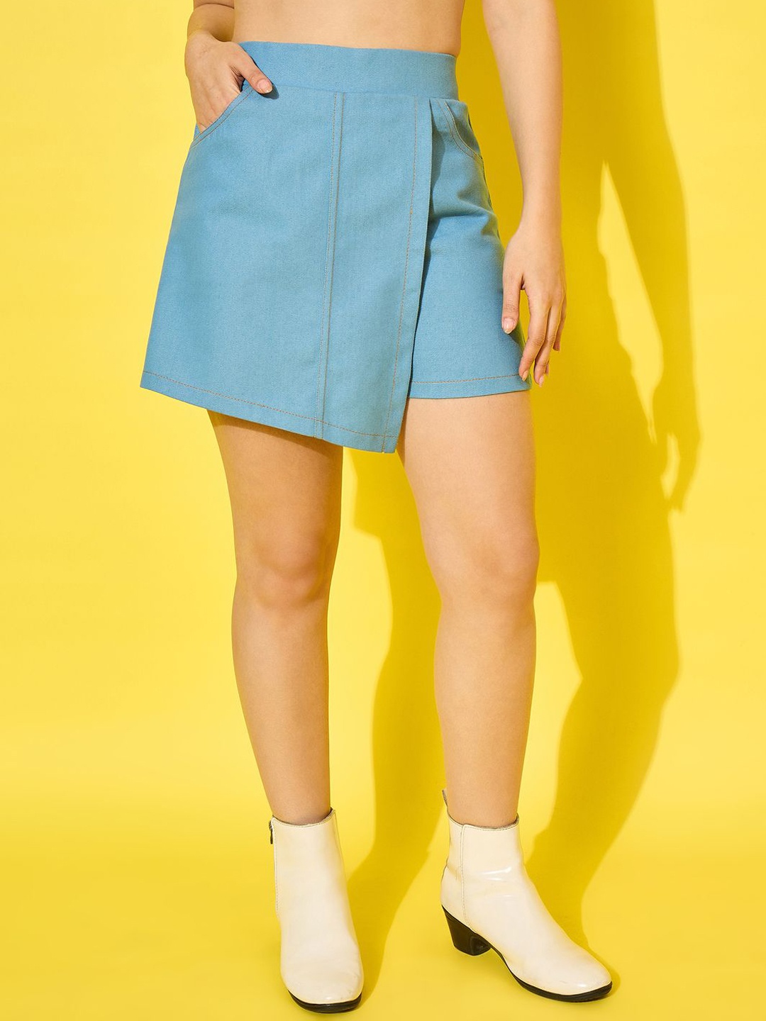 

BUY NEW TREND Women Denim Skorts Mini Skirt, Blue
