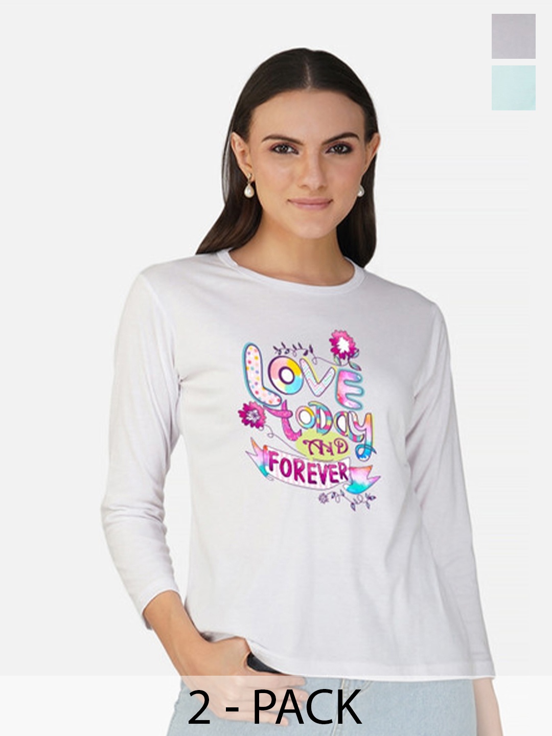 

Metronaut Women 2 Printed Bio Finish Applique T-shirt, White
