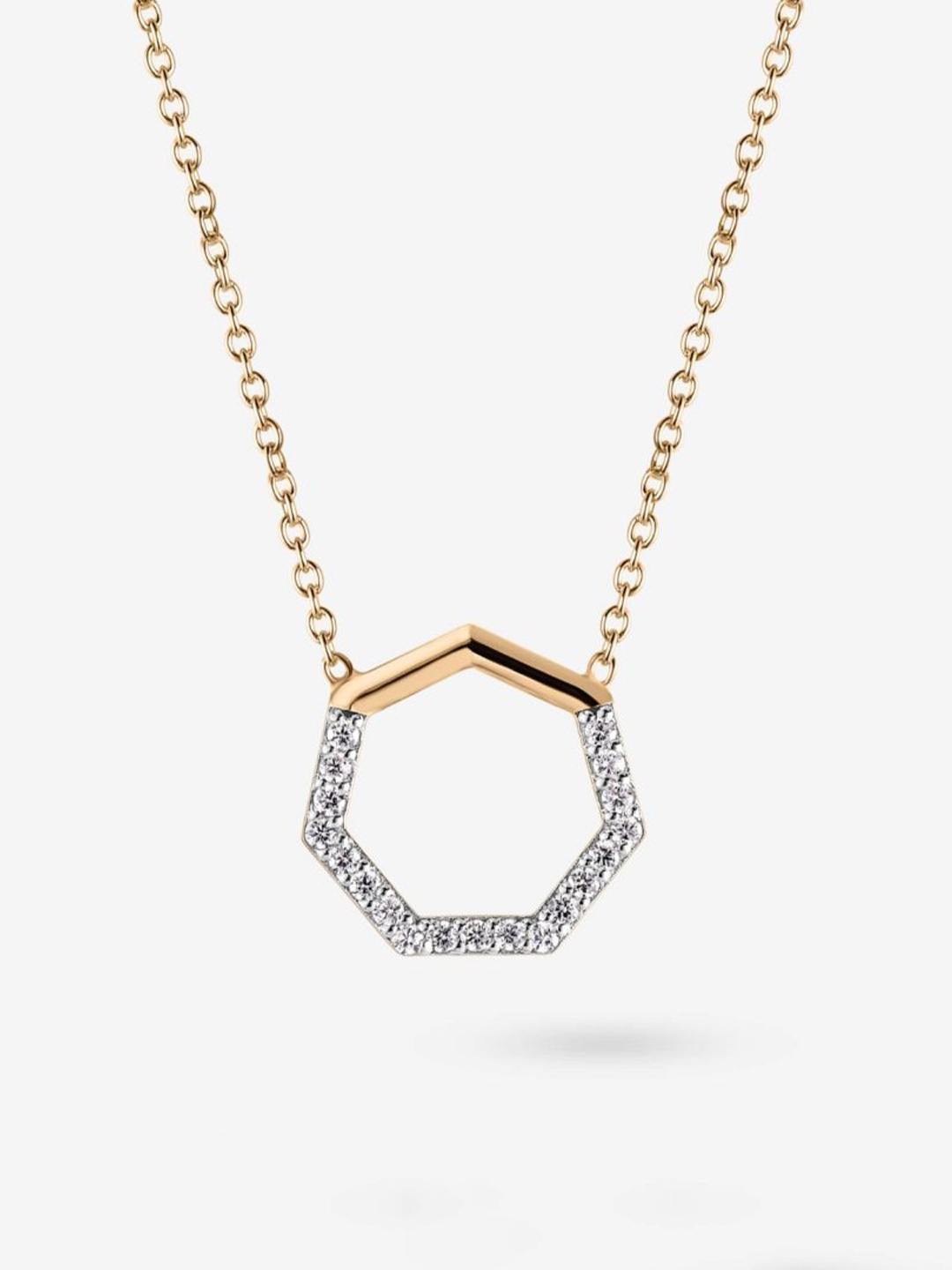 

HOUSE OF SEVEN Unisex Brass Gold-Plated Cubic Zirconia Studded Minimal Necklace