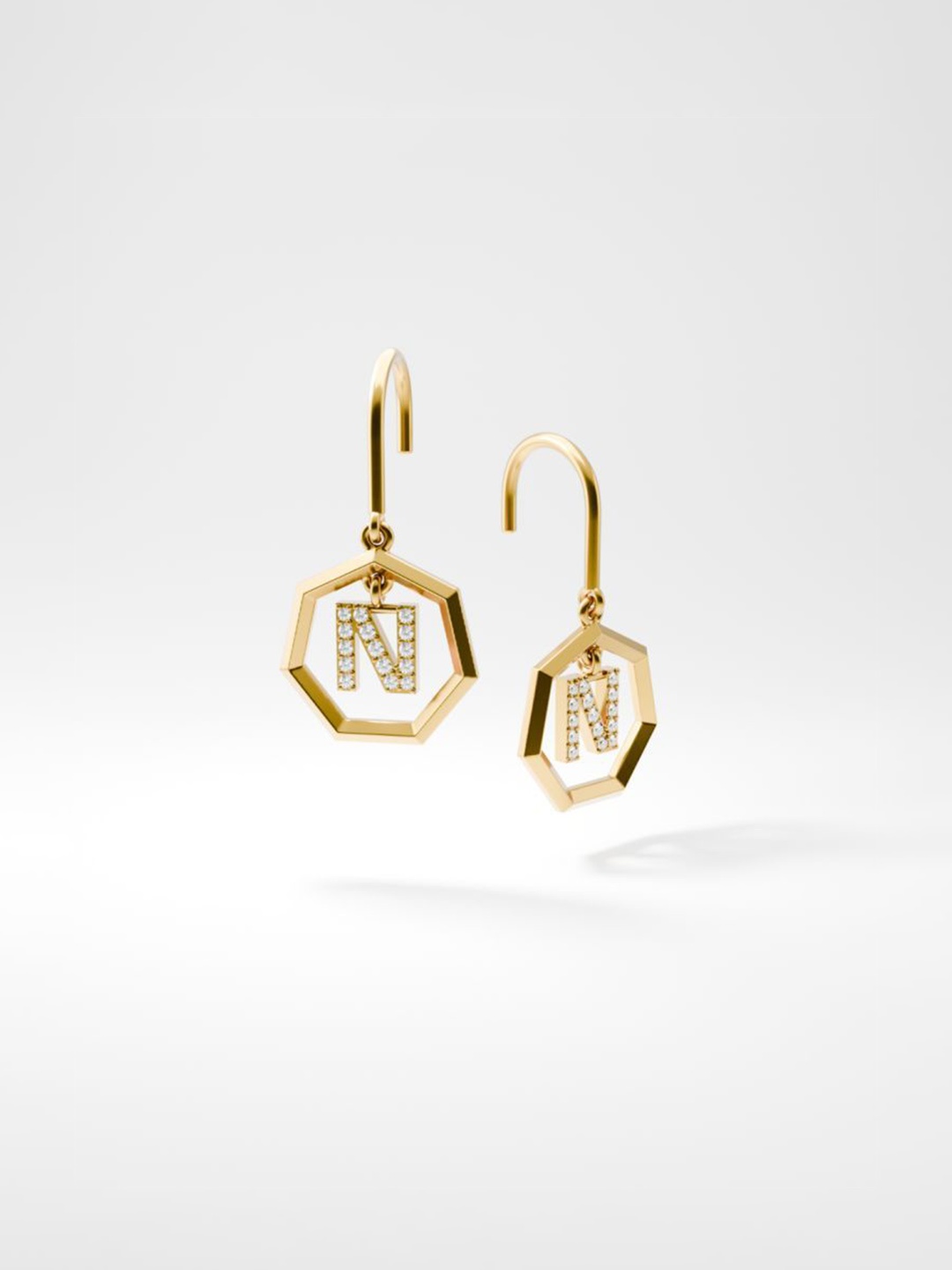 

HOUSE OF SEVEN 18k Gold Plated American Diamond Geometric Drop Earrings