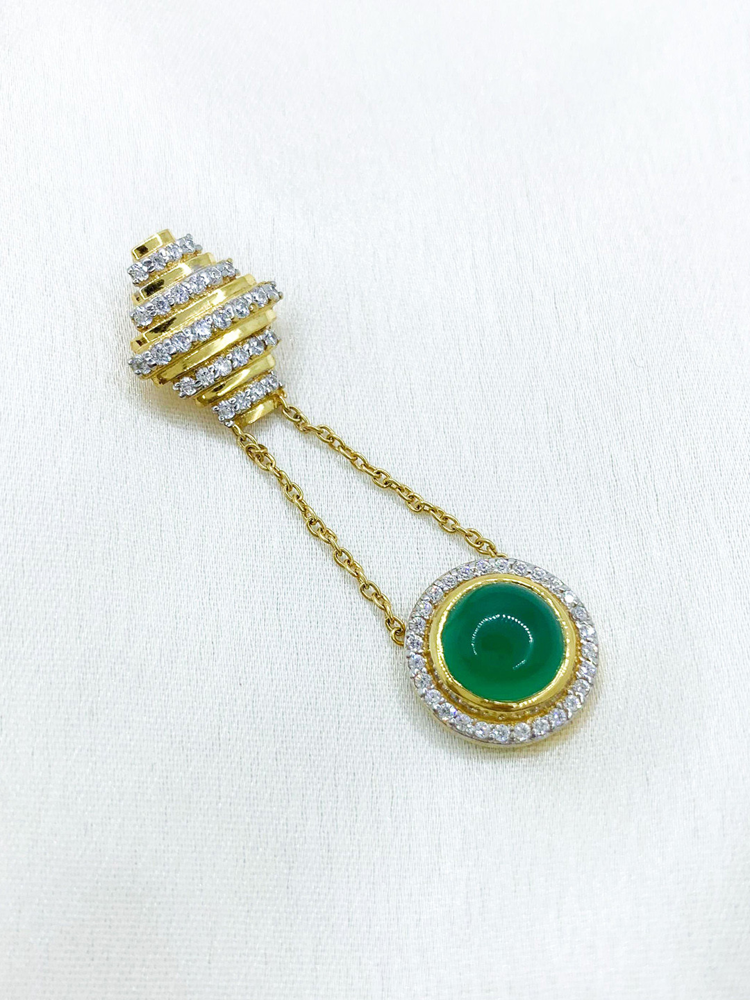 

Ruuh Studios Sterling Silver Gold-Plated Cubic Zirconia Studded Contemporary Pendant