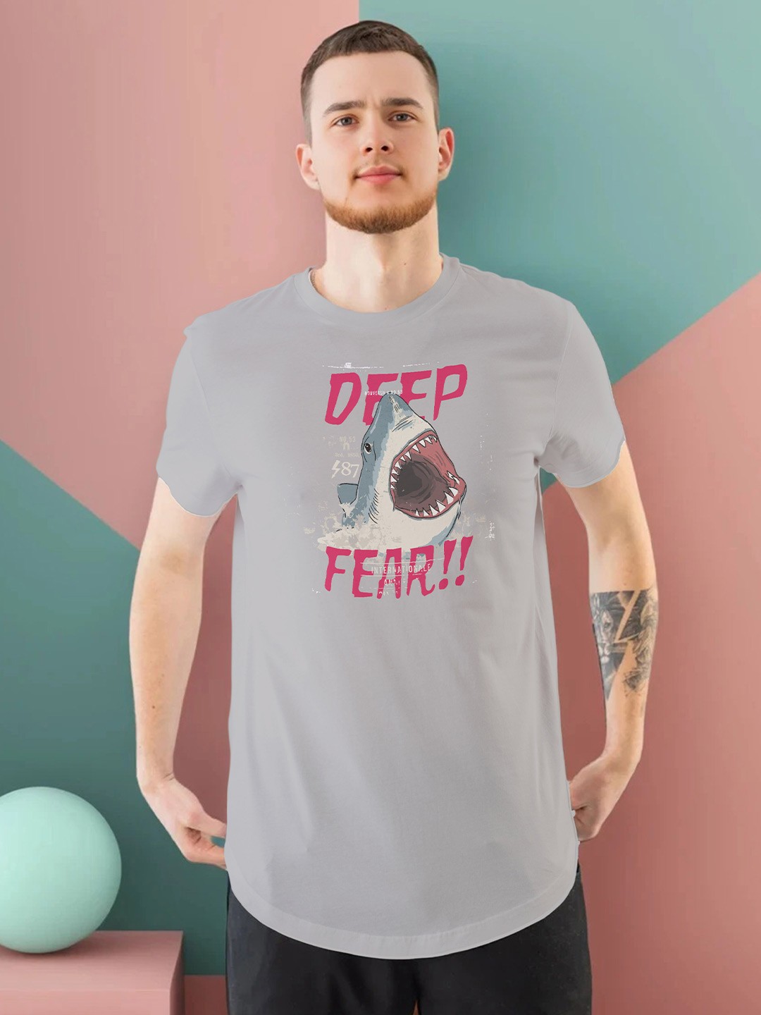 

Moda Rapido Men Printed Applique T-shirt, Grey
