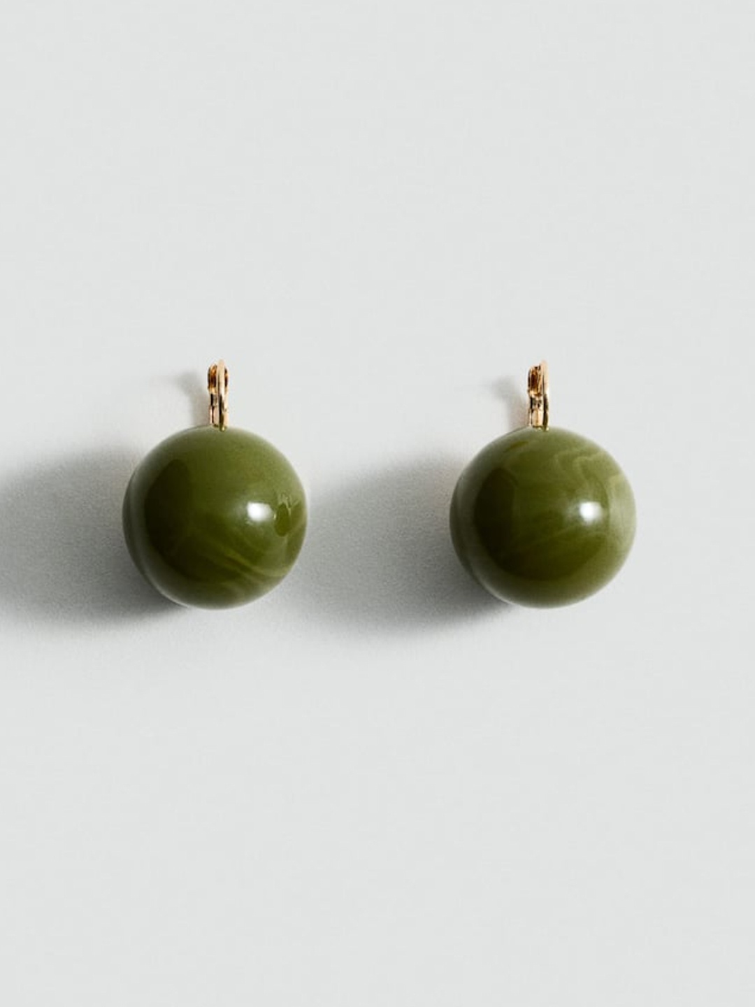 

MANGO Circular Shaped Drop Earrings, Olive