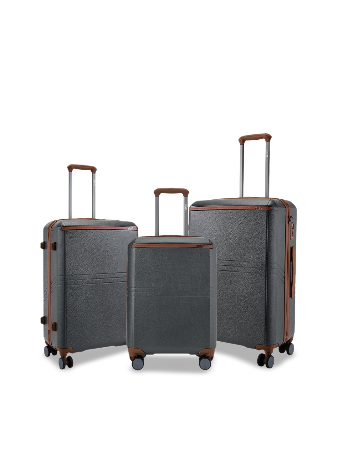 

Safari Heritage Set Of 3 Hard -Sided Trolley Suitcase, Grey
