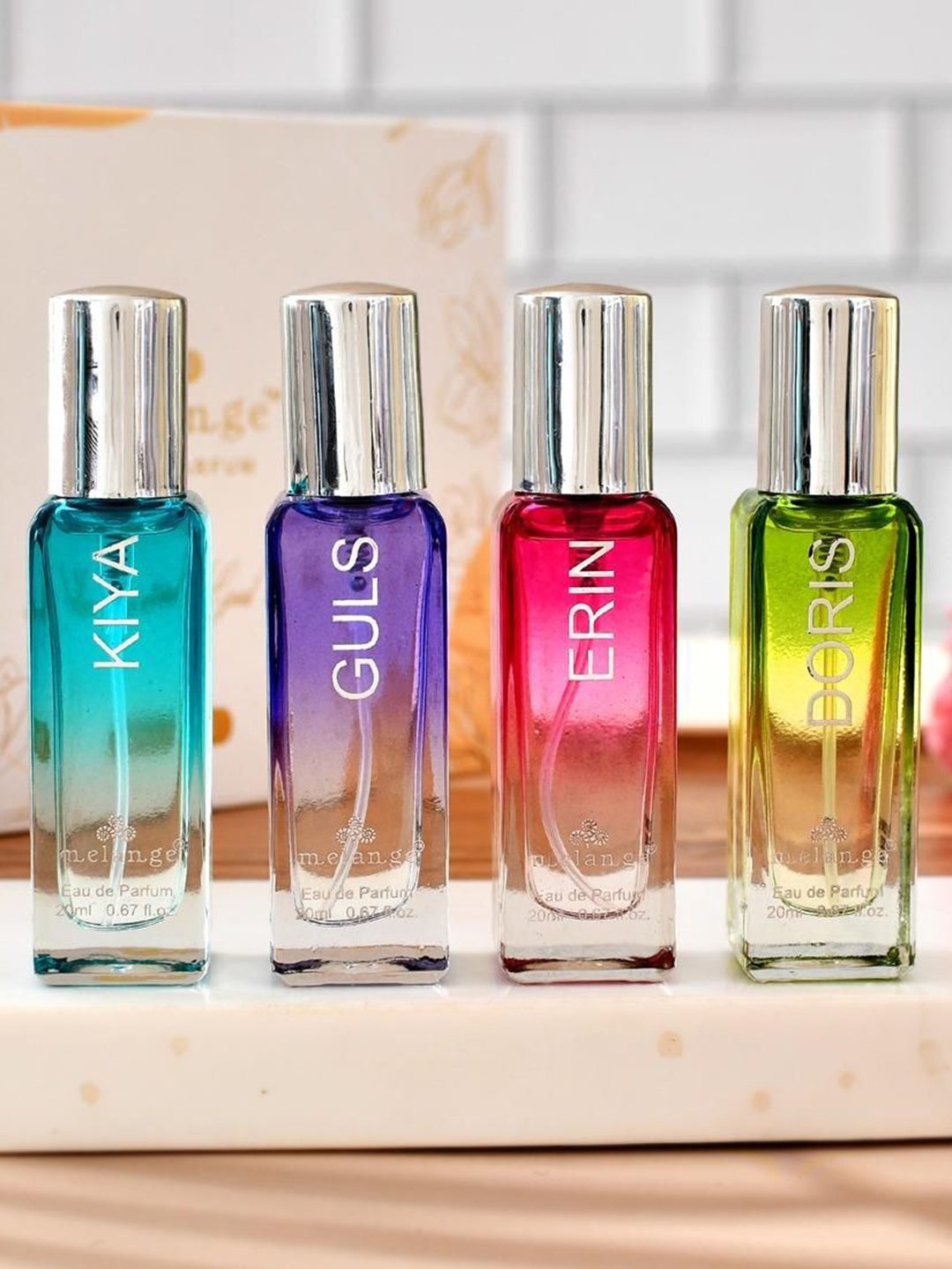 

Melange Women Set Of 4 Doris Guls Erin & Kiya Long Lasting Eau De Parfum -20 ml Each, Blue