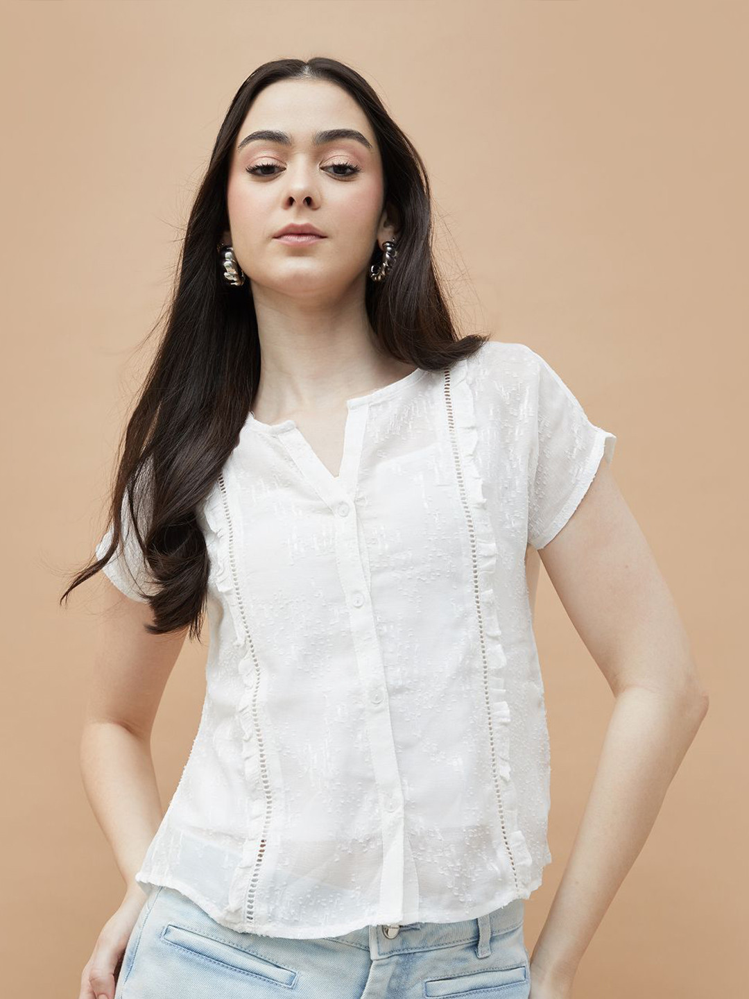 

Fame Forever by Lifestyle Print Top, White