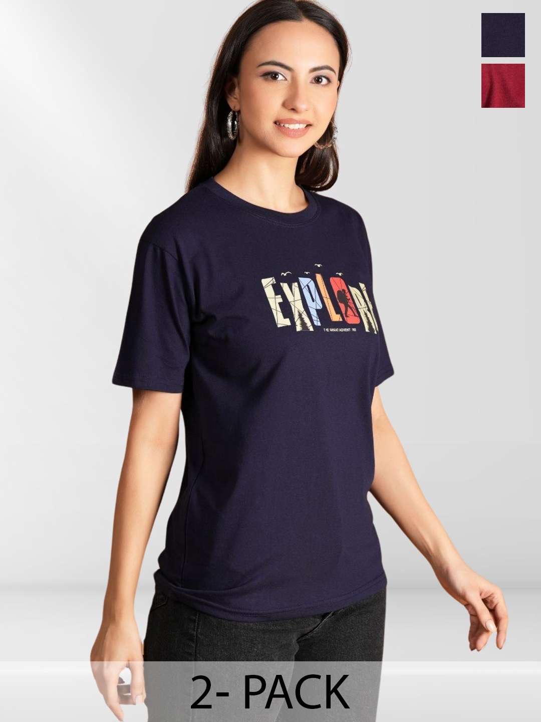 

BAESD Women Typography 2 Printed Applique T-shirt, Multi