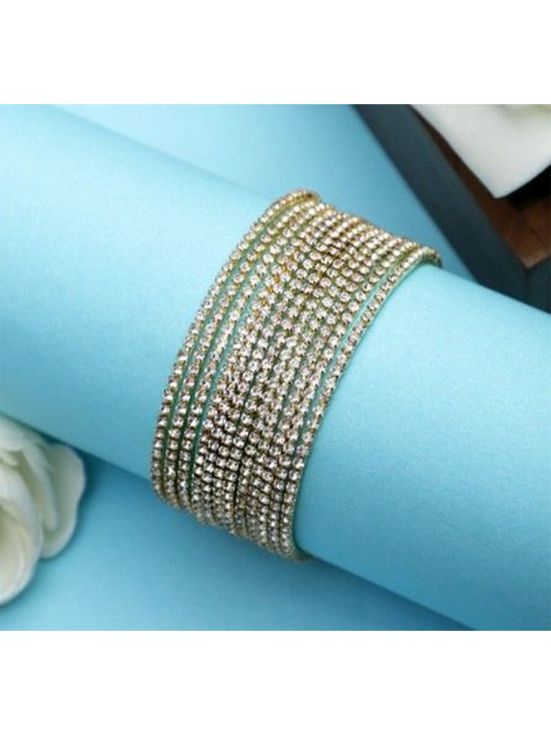 

leshya Set Of 12 Artificial Stones Studded Bangles, Gold