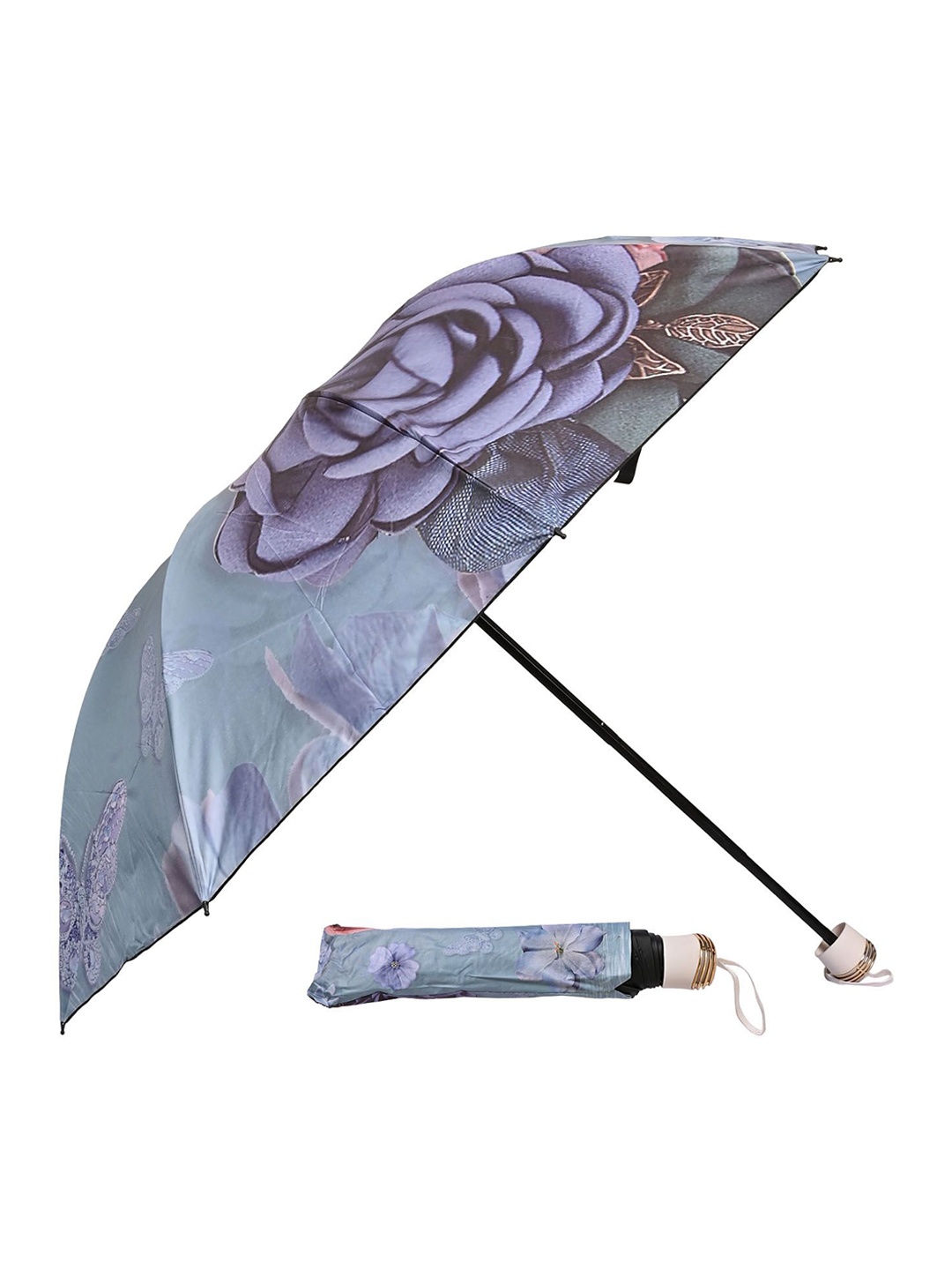 

LOOM LEGACY Manual 3 Fold Floral Umbrellas, Green