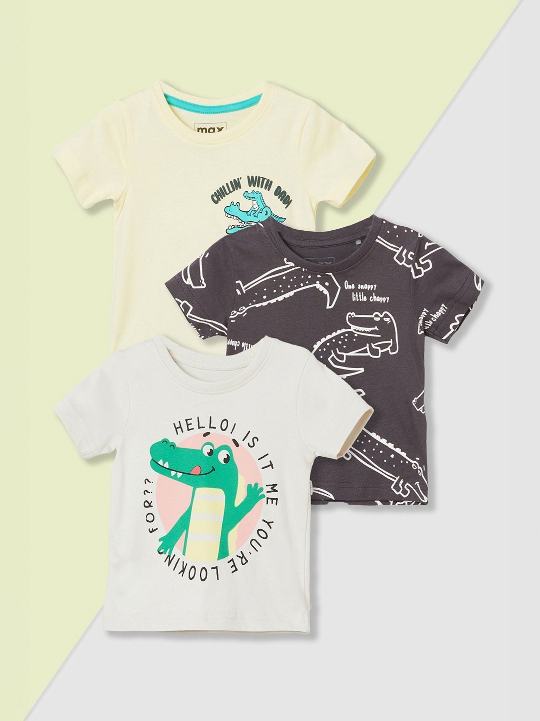 

max Boys 3 Printed T-shirt, Yellow