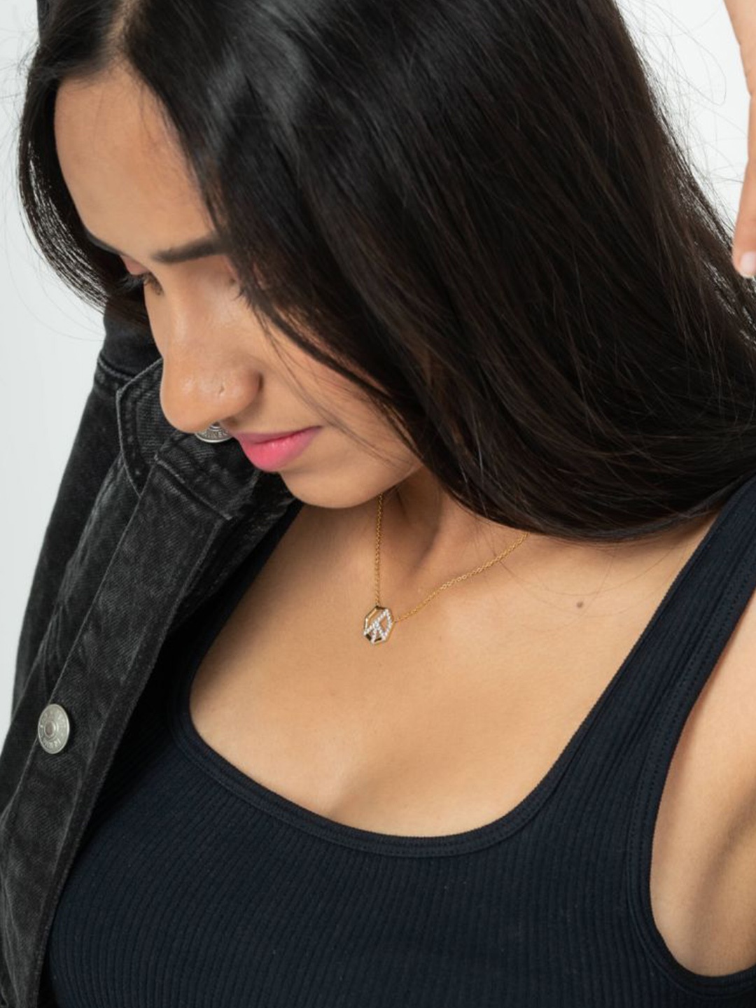 

HOUSE OF SEVEN Unisex Gold-Plated Cubic Zirconia Studded Chain