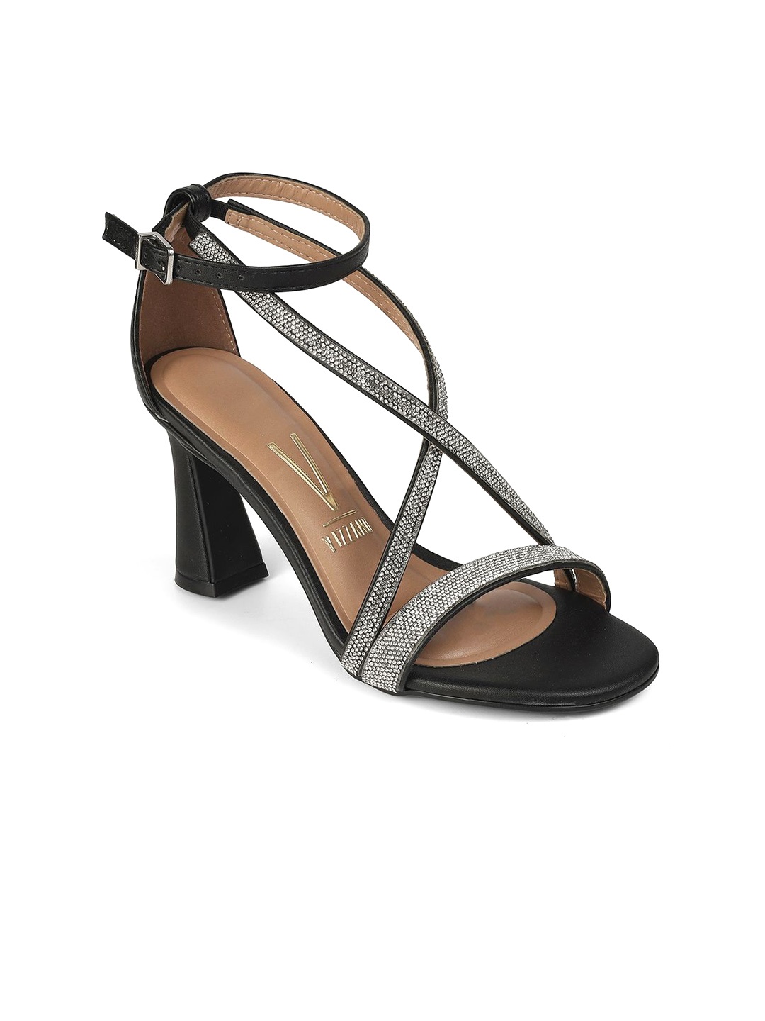 

Vizzano Embellished PU Party Block Sandals, Black