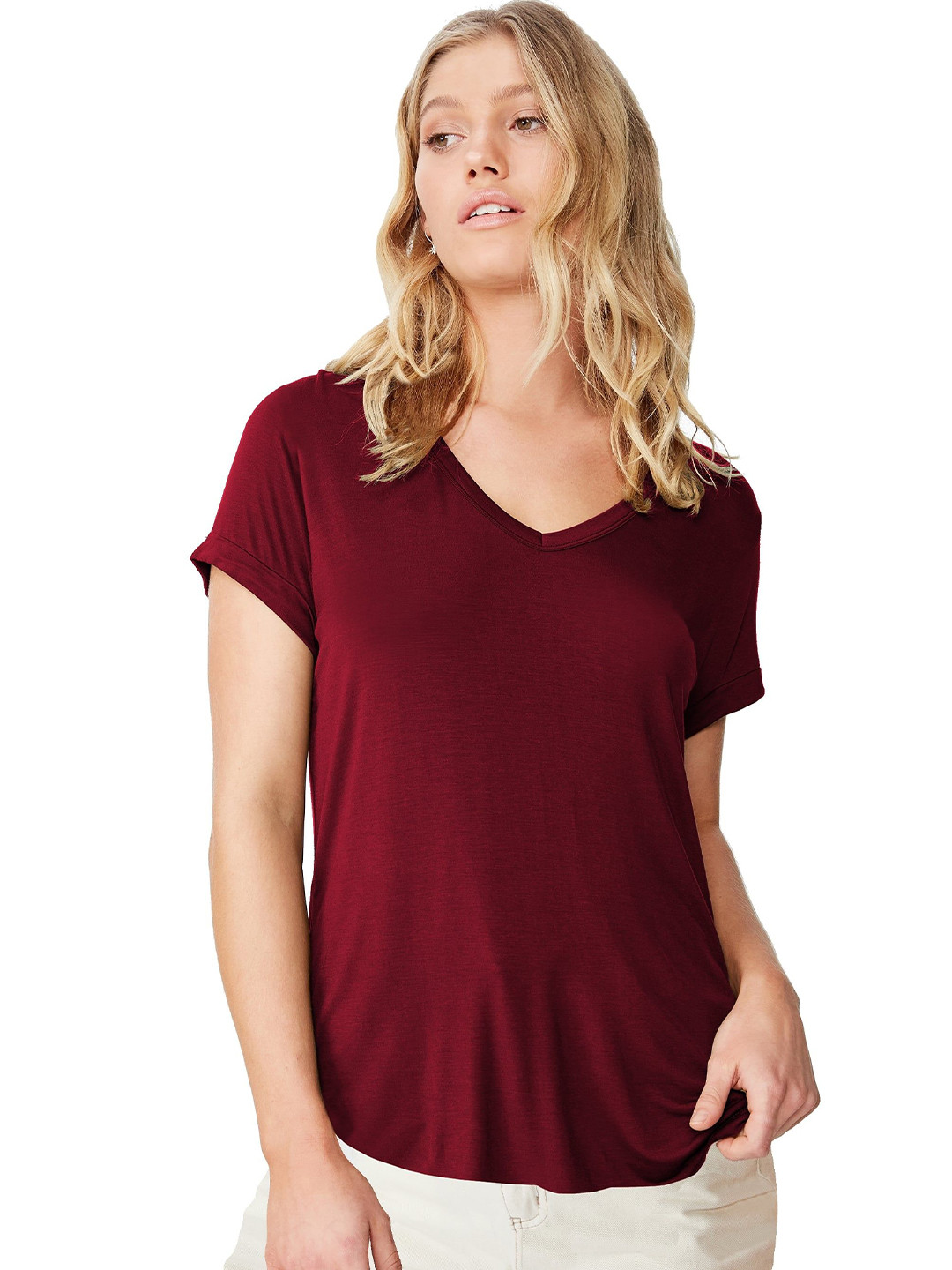 

FABRICORN Women Cotton Top, Maroon