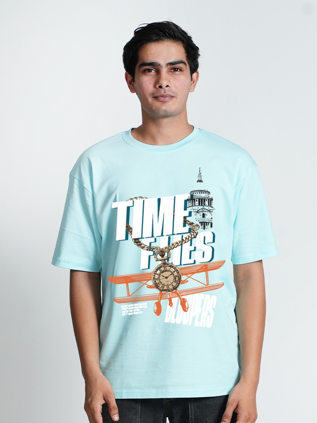 

Bloopers Store Men Typography Printed T-shirt, Blue