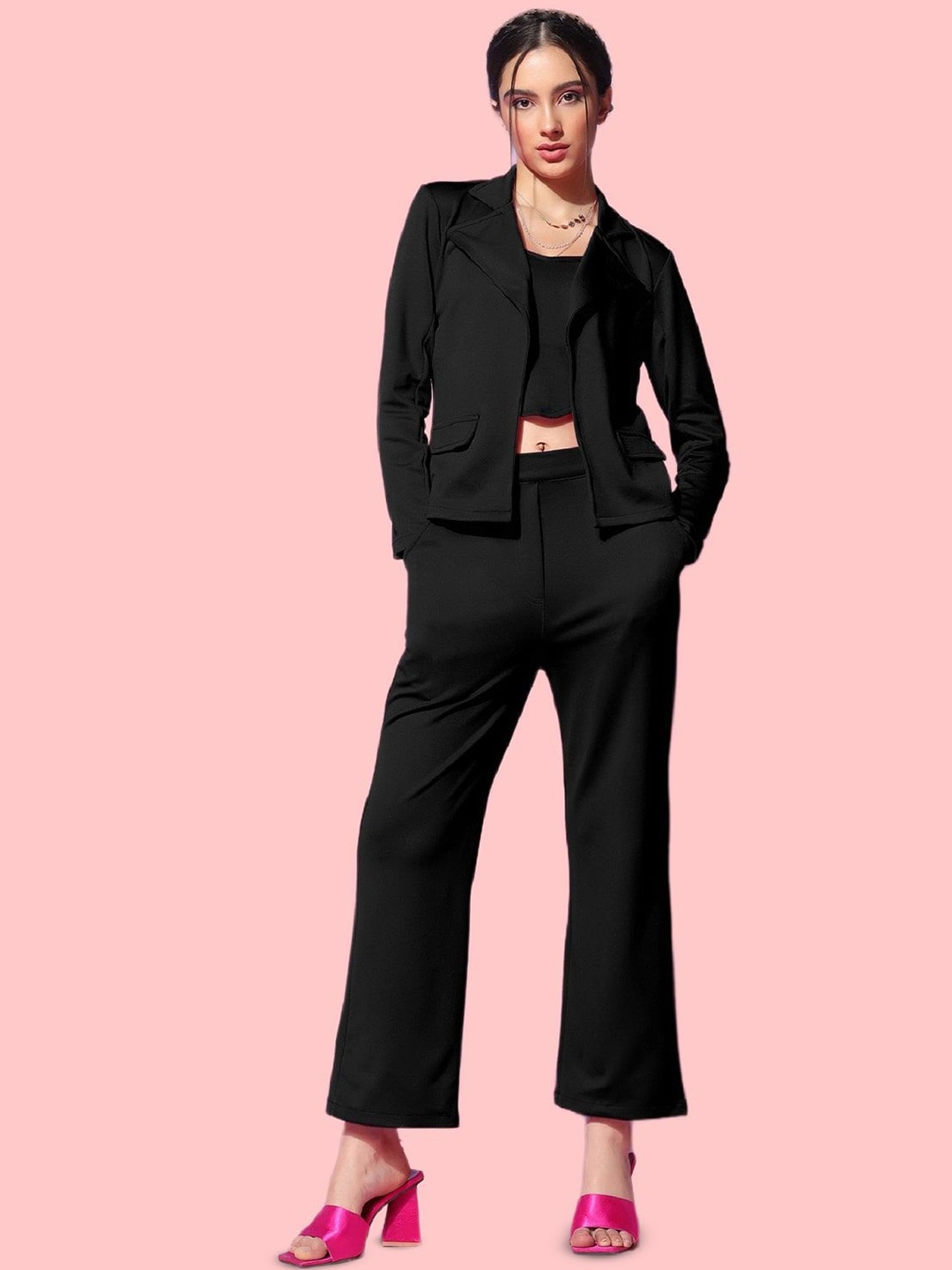 

SATPURUSH Top With Trousers & Jacket, Black
