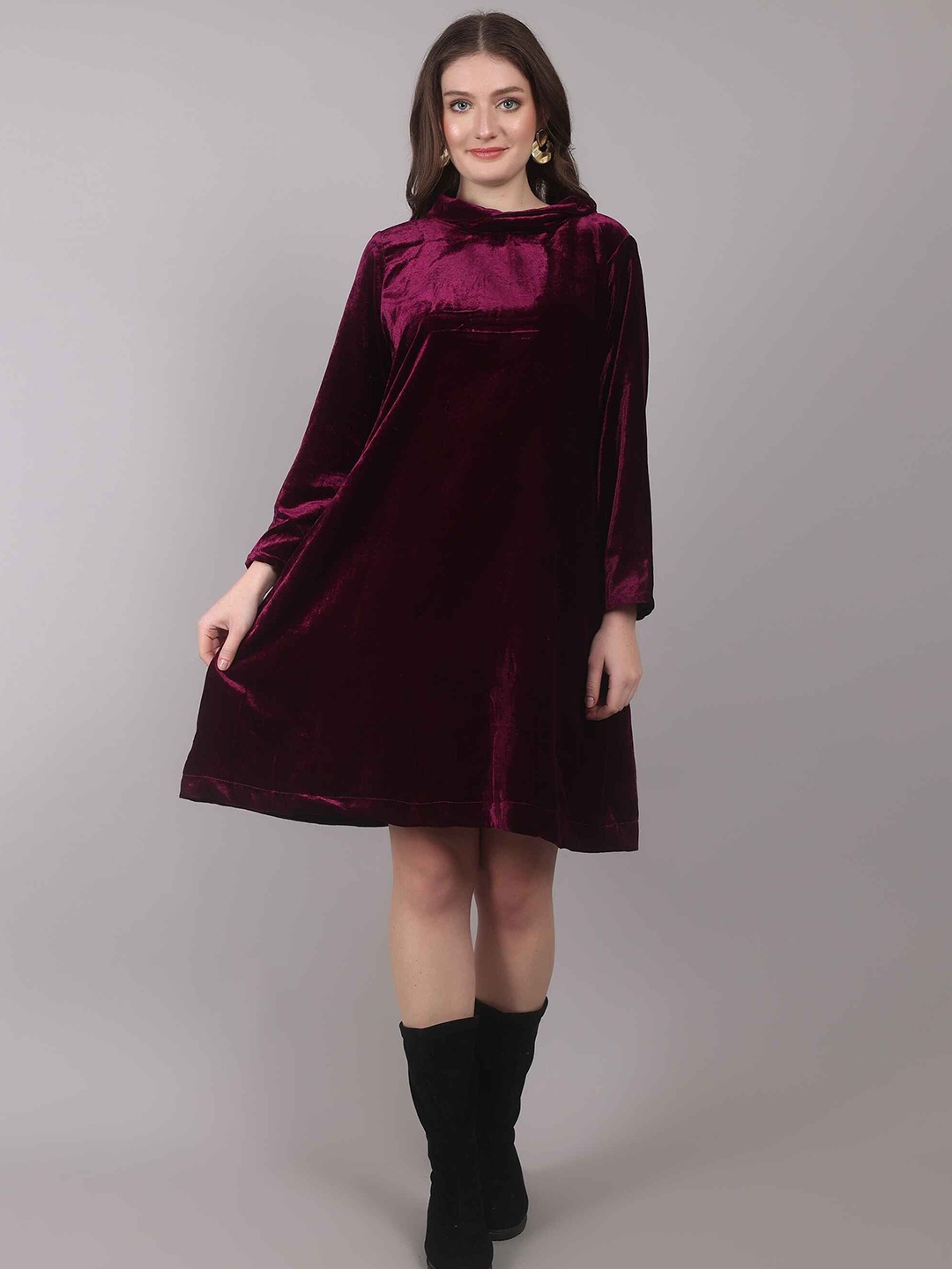 

Gargistyle Velvet A-Line Dress, Purple