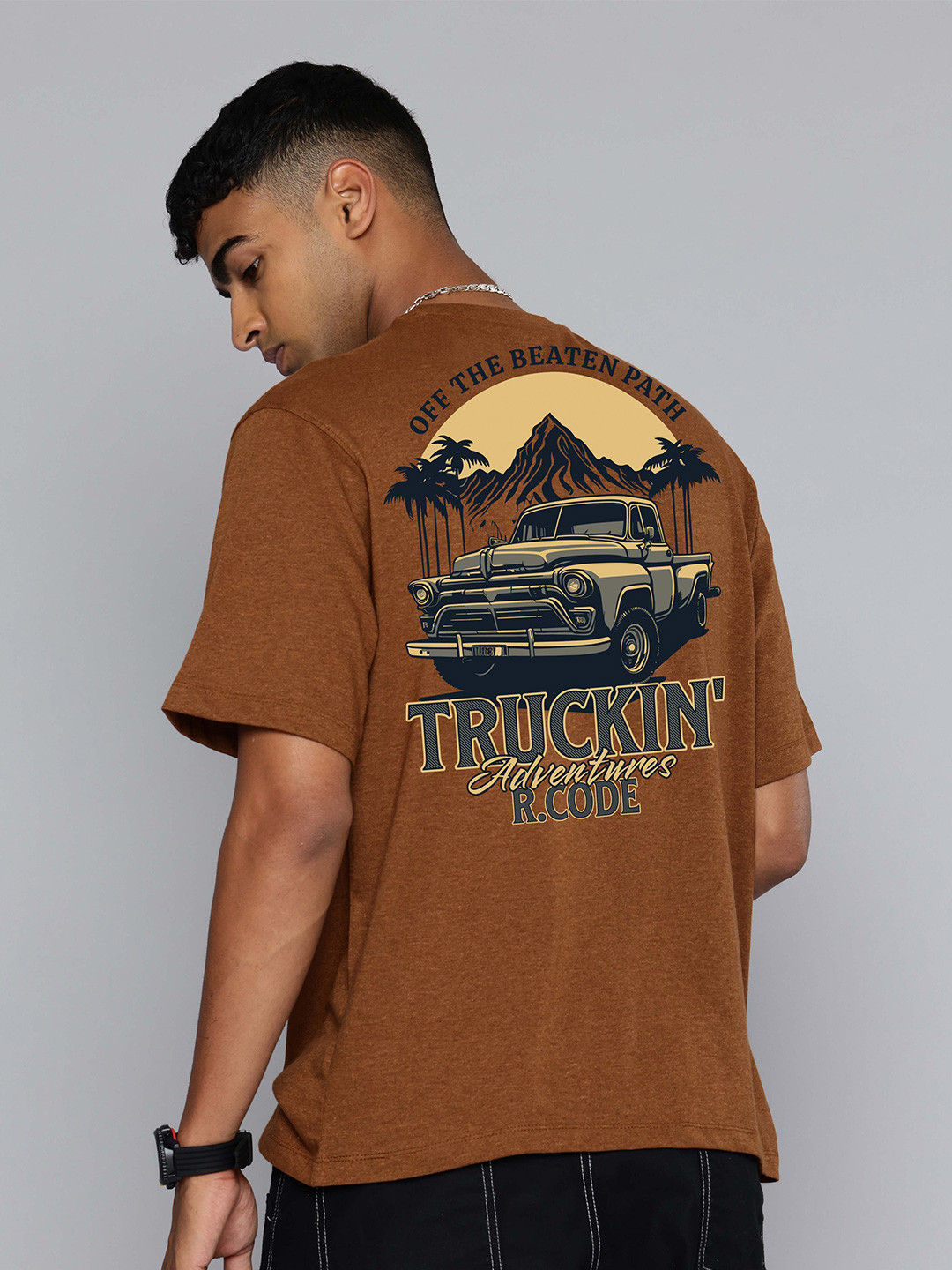

R.Code by The Roadster Life Co. Men Printed T-shirt, Mustard