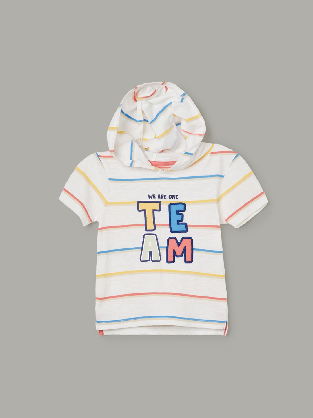 

Juniors by Lifestyle Boys Striped Hooded Cotton T-shirt, White