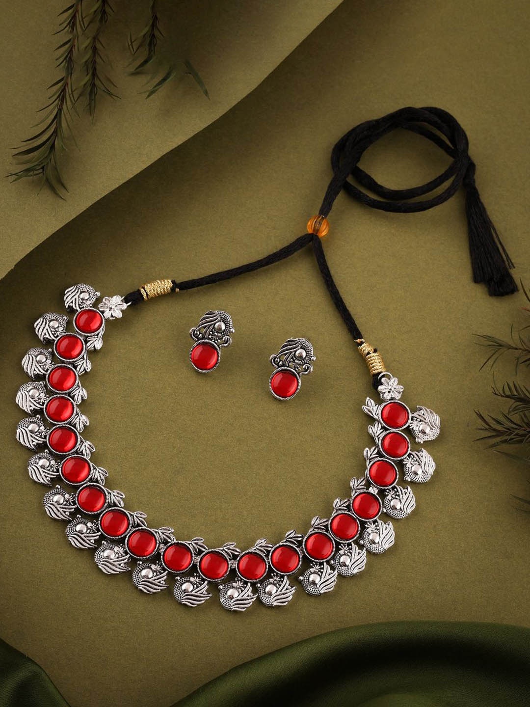 

Lyriss Set Of 2 Silver Plated AD Stone Studded Jewellery Sets