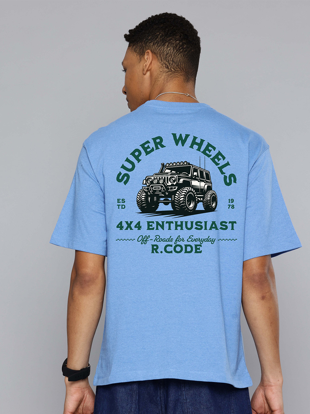 

R.Code by The Roadster Life Co. Men Printed T-shirt, Blue